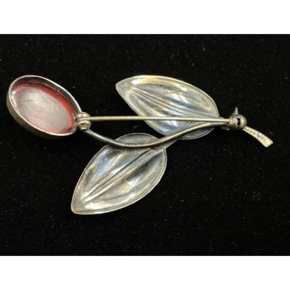 Carl Ove Frydensberg Brooch pin Sterling silver mid century Modern Denmark amber